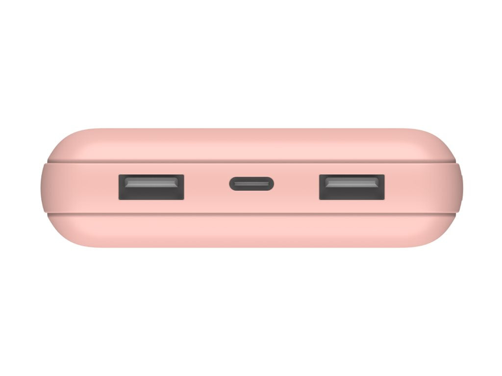 BELKIN Powerbank 20K 15W USB-C cable inclus + 2 USB-A Rose