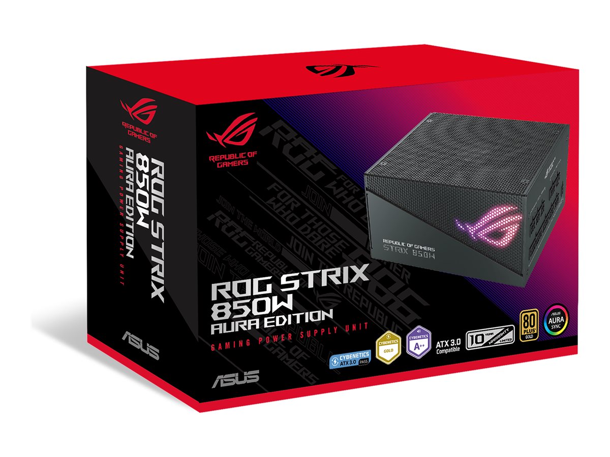 ASUS ROG Strix 850W Gold Aura Edition Fully Modular Power Supply 80+ Gold Certified ATX 3.0 Compatible PCIe Gen 5.0