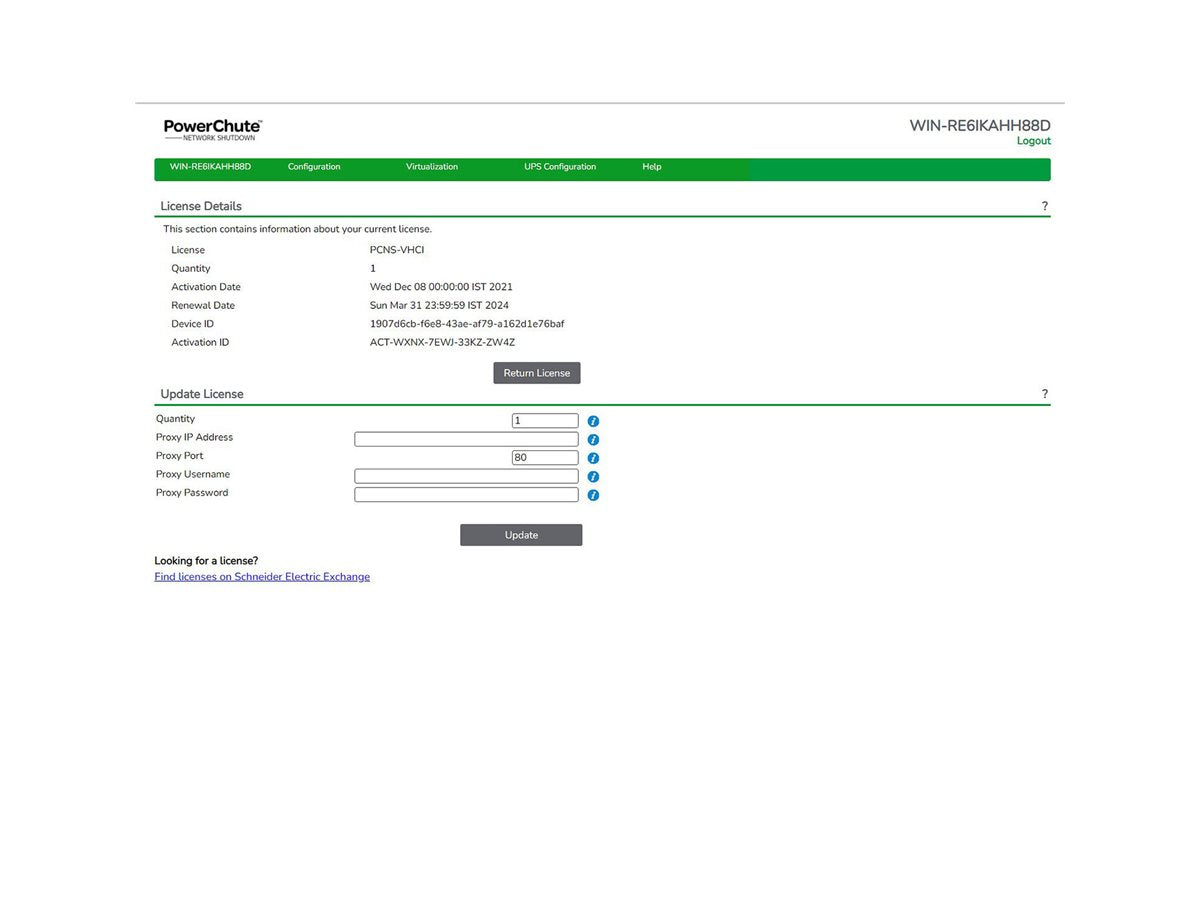 APC Digital license PowerChute Network Shutdown for Virtualization and HCI 3 year license