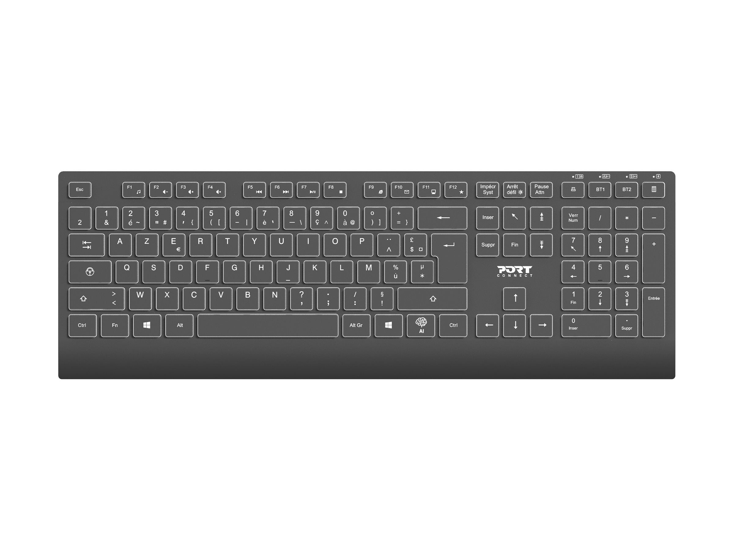 PORT DESIGNS Keyboard Wireless - Luminated Rechargeable Retail Only (QWI)