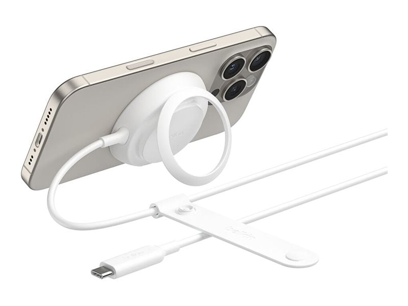 BELKIN UltraCharge 25w Qi2 Pad with kickstand White