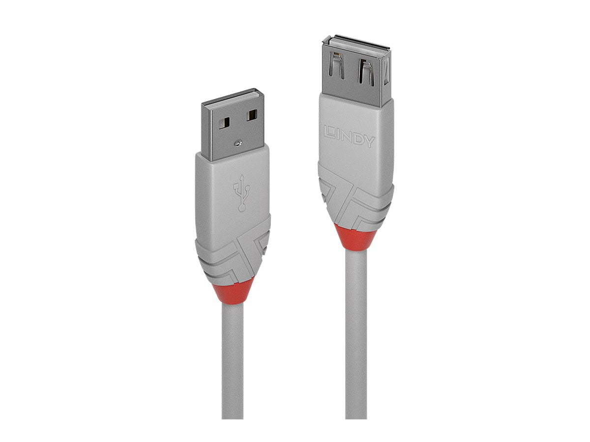 LINDY 2m USB 2.0 Type A Extension Cable Anthra Line USB Type A Male to Female cool grey