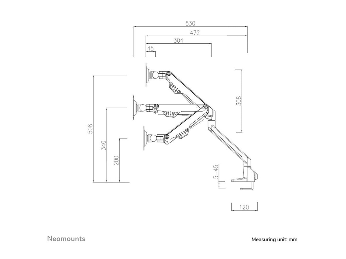 NEOMOUNTS FPMA-D750DBLACK2 Support décran à fixer 10-32p - ressort à gaz - Topfix - arrêt 180