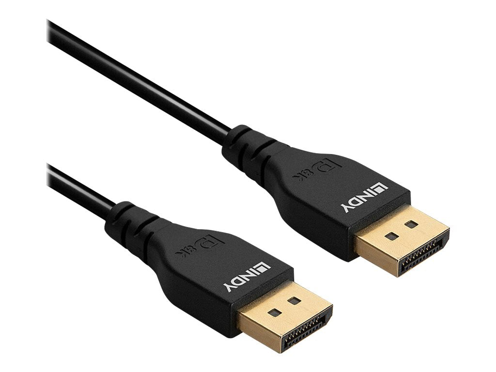LINDY 1m DisplayPort 1.4 Cable Slim DP male to DP male connector