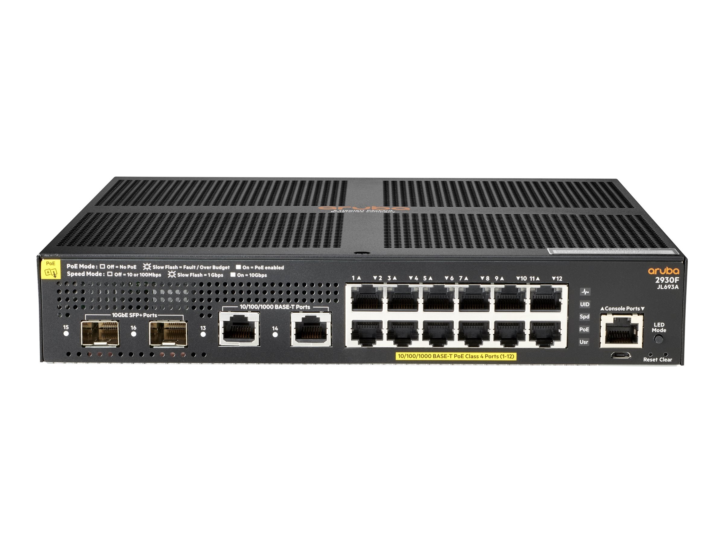 HPE Aruba 2930F Switch 12G PoE+ 2G/2SFP+ Europe - English localization