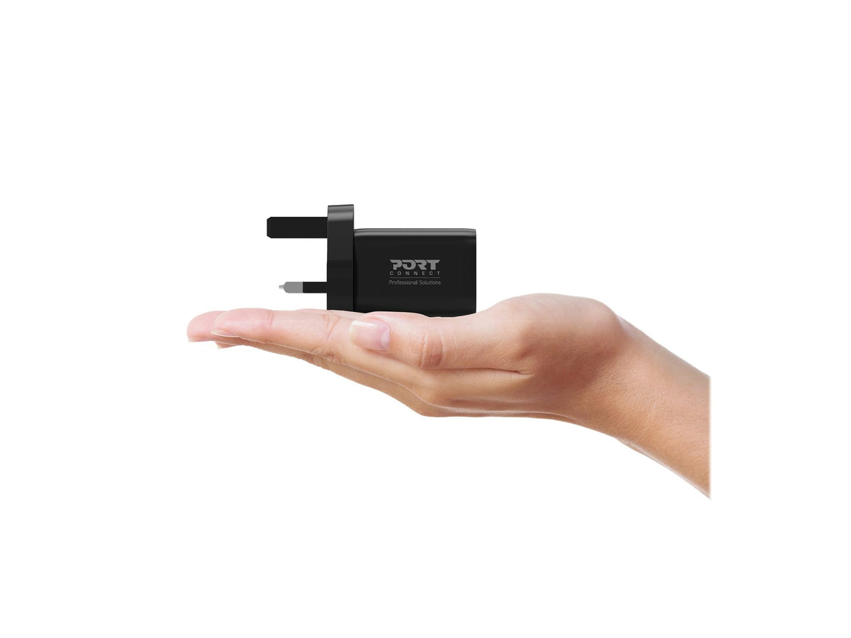 PORT DESIGNS 65W Gan Charger USB-C & USB-A Gallium Nitride Gan Technology More Efficient Smaller Lighter And Less Energy Consuming