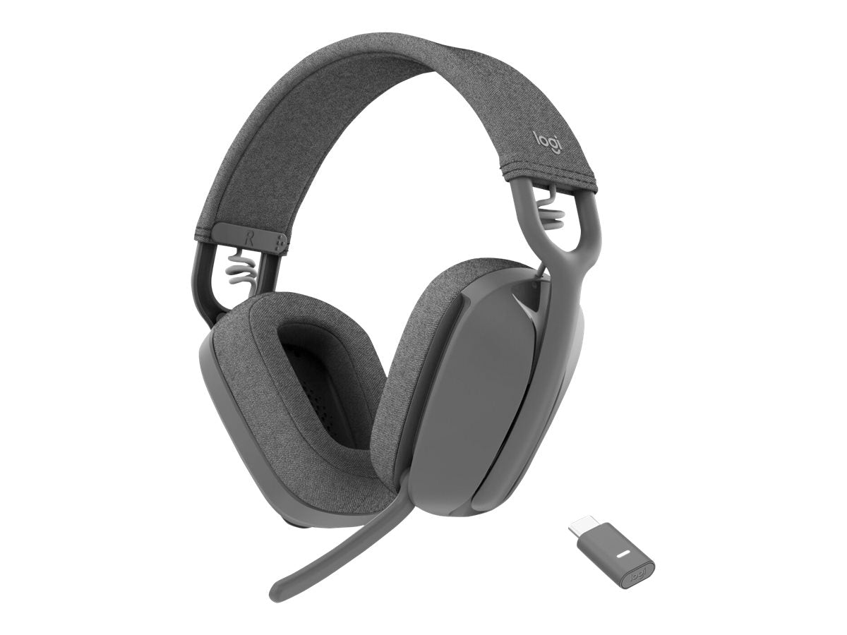 LOGITECH Zone Vibe Wireless Headset full size Bluetooth wireless USB-C via Bluetooth adapter graphite Certified for Microsoft Teams