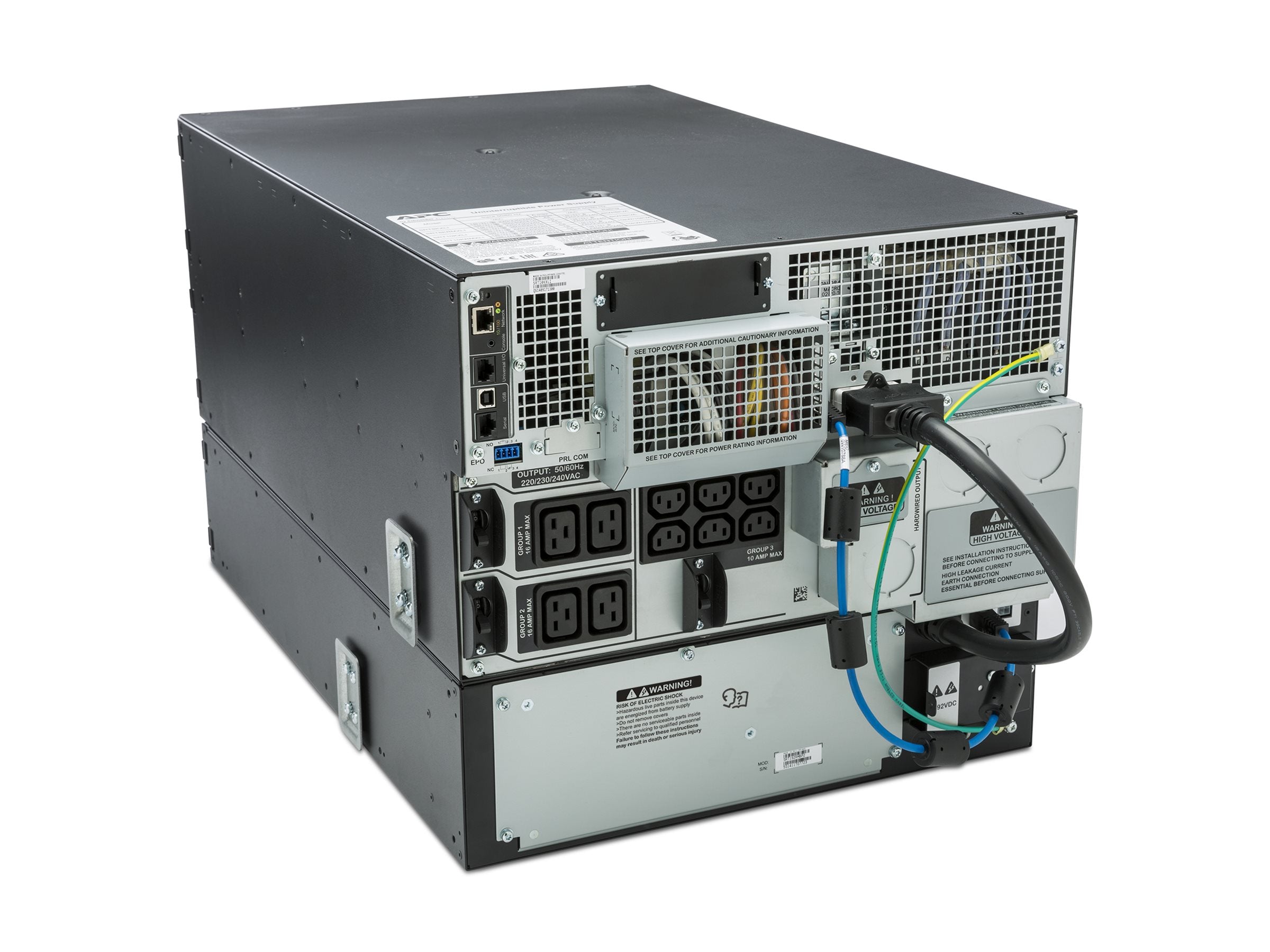 APC Smart-UPS SRT 10000VA RM UPS rack-mountable AC 230V 10 kW 10000VA Ethernet 10/100 USB output connectors 14 6U Black