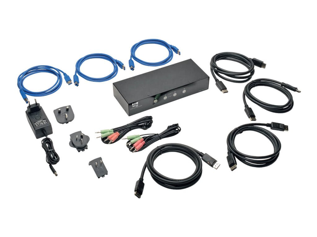 EATON TRIPPLITE 4-Port DisplayPort KVM Switch w/Audio Cables and USB 3.0 SuperSpeed Hub KVM audio USB switch 4xKVM audio
