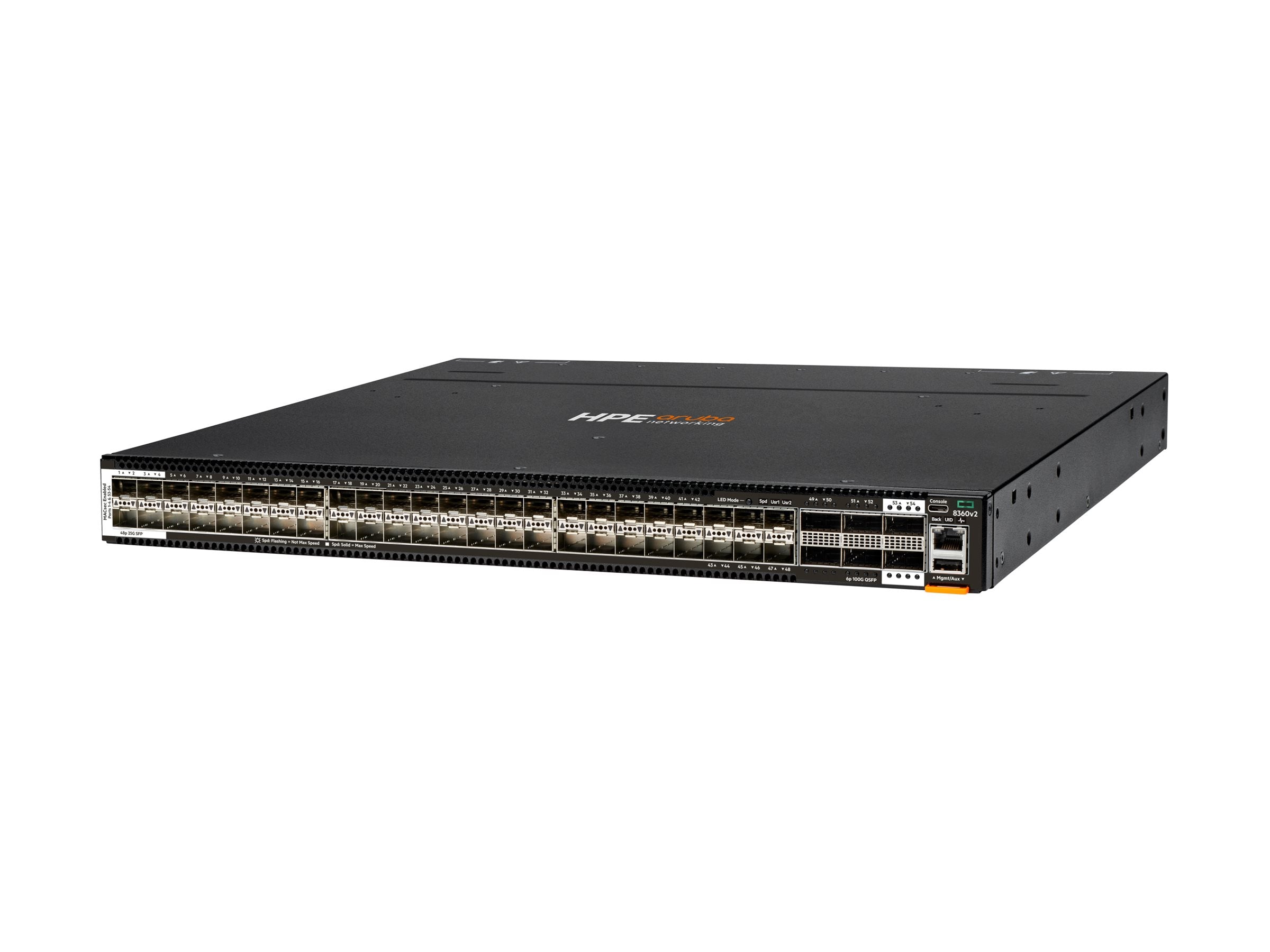 HPE Aruba 8360-48Y6C v2 48p 25G SFP/+/28 4 Sec 6p 100G QSFP+/28 2 Sec Frnt-to-Bck 5 Fans 2 AC Bdl EU en