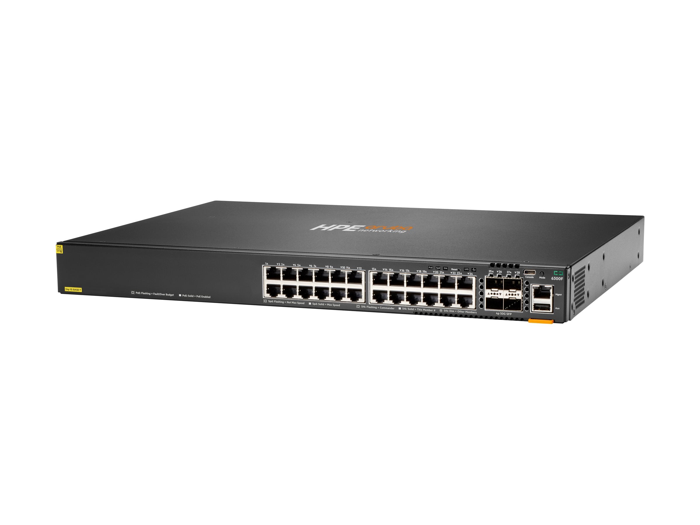 HPE Aruba 6300F 24-port 1GbE Class 4 PoE and 4-port SFP56 Switch EU en