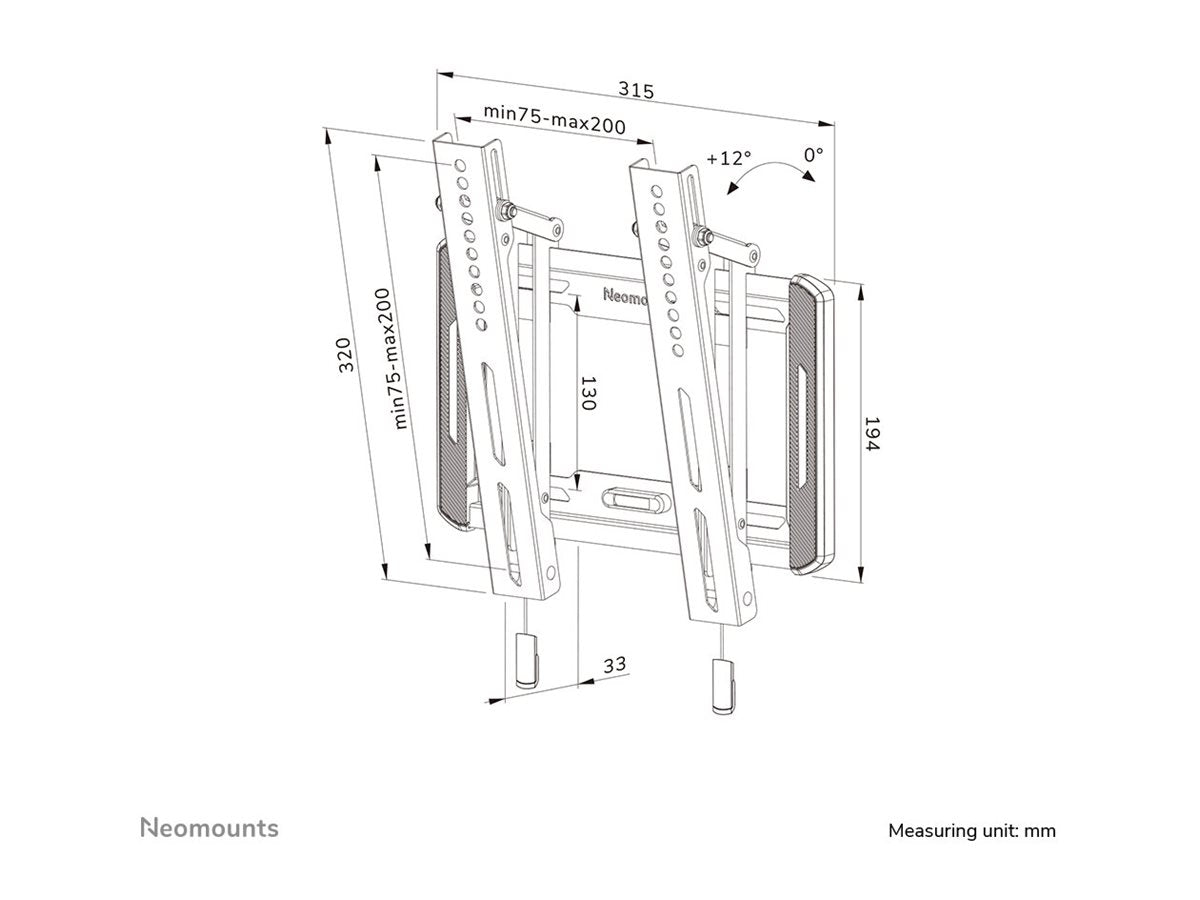 NEOMOUNTS WL35-550BL12 Support pour écran mural 24-65p - inclinable - installation facile