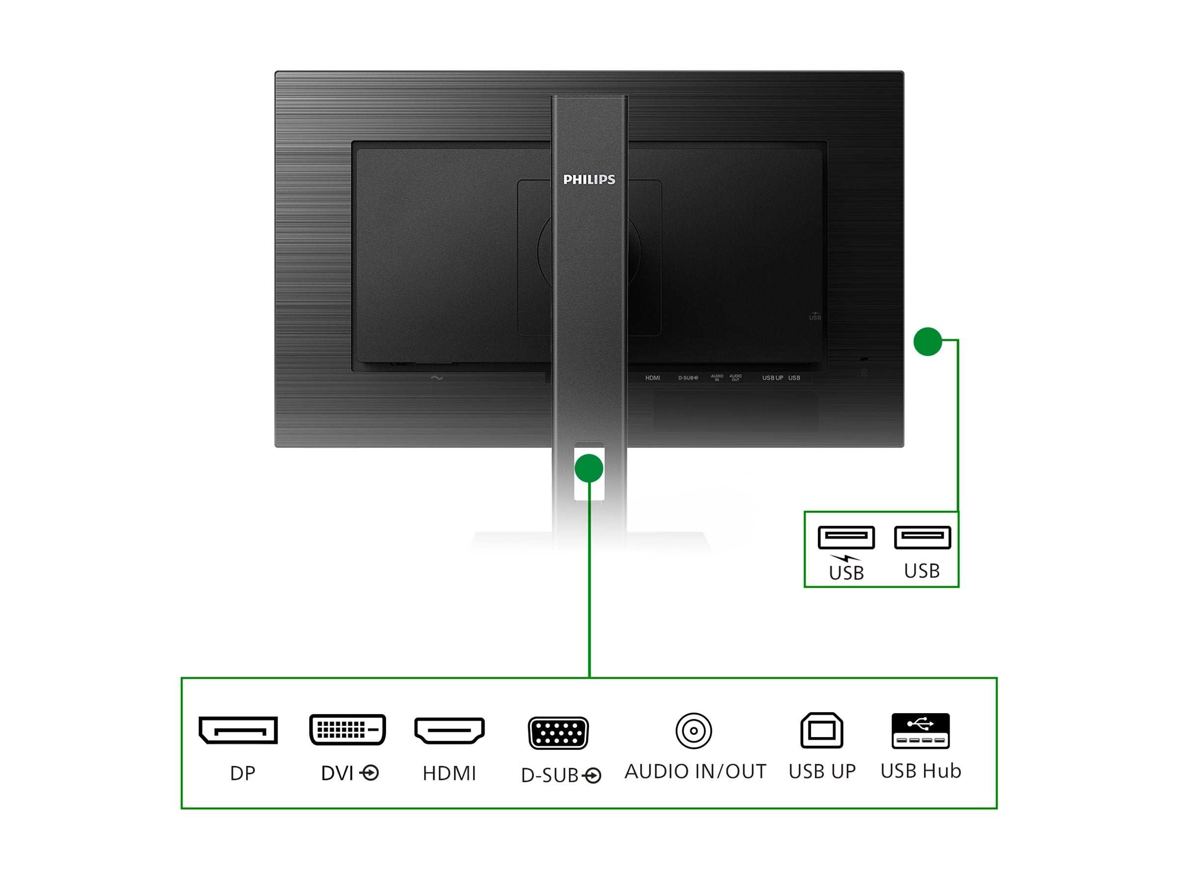 PHILIPS 272B1G/00 Ecran faible consommation - 27''-1920 x 1080 Full HD- 75 Hz - IPS - 250 cd/m-4 ms - HDMI, DVI-D, VG DP , HP
