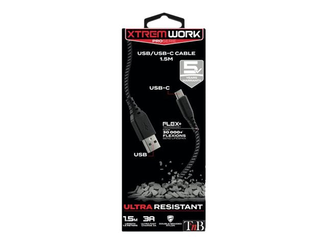 TNB XTREMWORK USB/USB-C 1.5m Cable Black/Grey