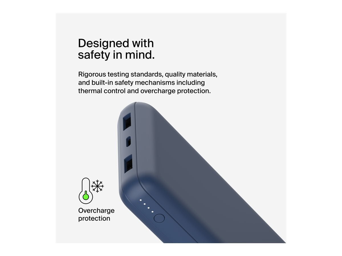 BELKIN Powerbank 20K 15W USB-C + 2 USB-A Bleu