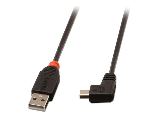 LINDY USB 2.0 Type A/Mini-B 90 2m Mini-B plug right angled