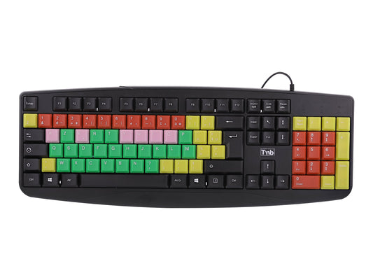 TNB Wired Keyboard AZERTY with colored keys to facilitate learning Numbers vowels consonants (FR)
