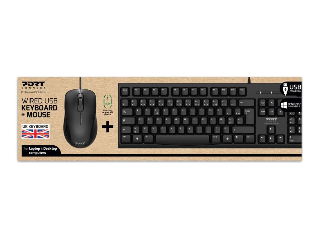 PORT DESIGNS Pack Keyboard + Mouse Budget - Wired - UK