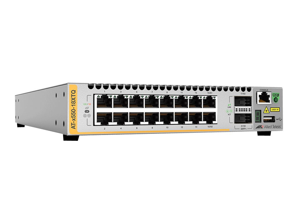ALLIED 16x 1G/10G-T 2x QSFP+ L3 10G Intelligent Switch 10G/40G Stacking EU Power Cord