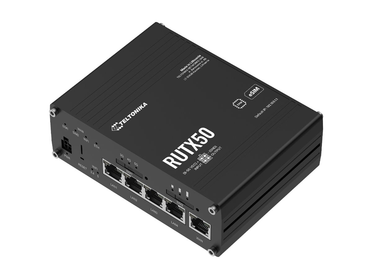 TELTONIKA NETWORKS RUTX50 DUAL SIM 5G/4G/LTE EMEA Industrial Router