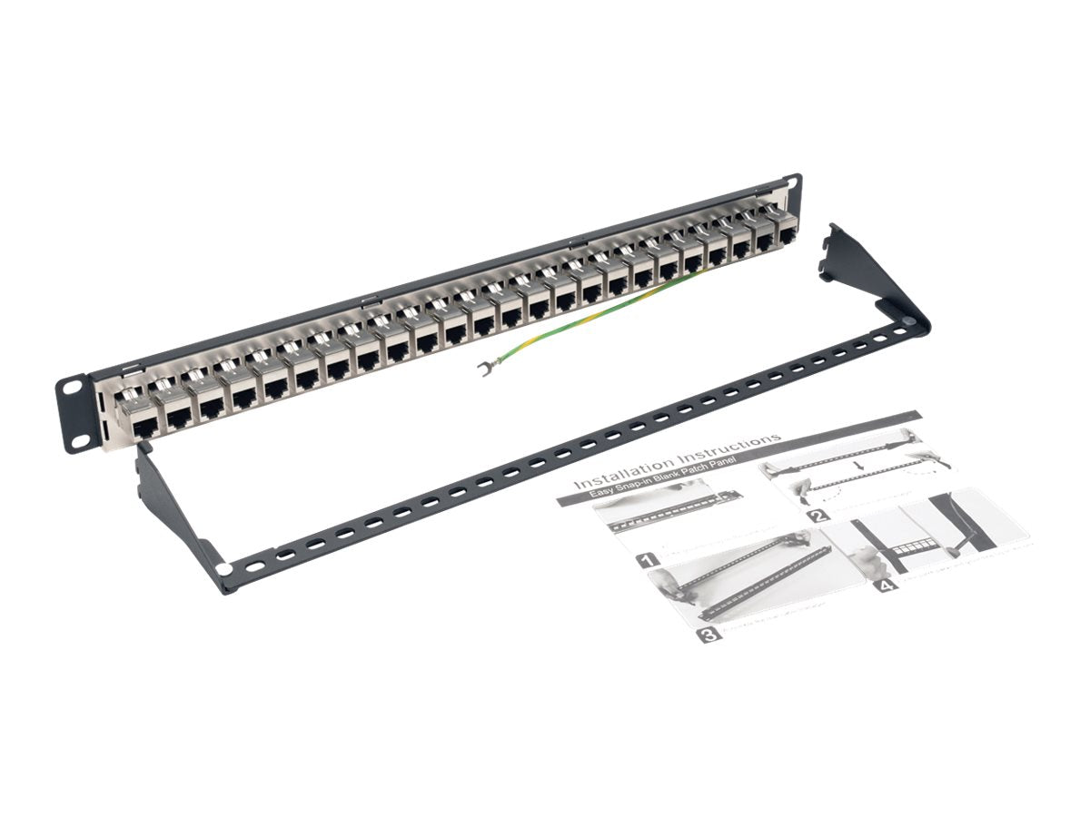 EATON TRIPPLITE 24-Port Cat6a Patch Panel Shielded Feedthrough Rackmount RJ45 1U Patch panel CAT 6a STP RJ-45 X 24 1U 19 TAA