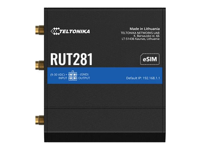 TELTONIKA NETWORKS RUT281 SIM eSIM 4G/LTE/3G/2G Router with GLOBAL Teltit Modem