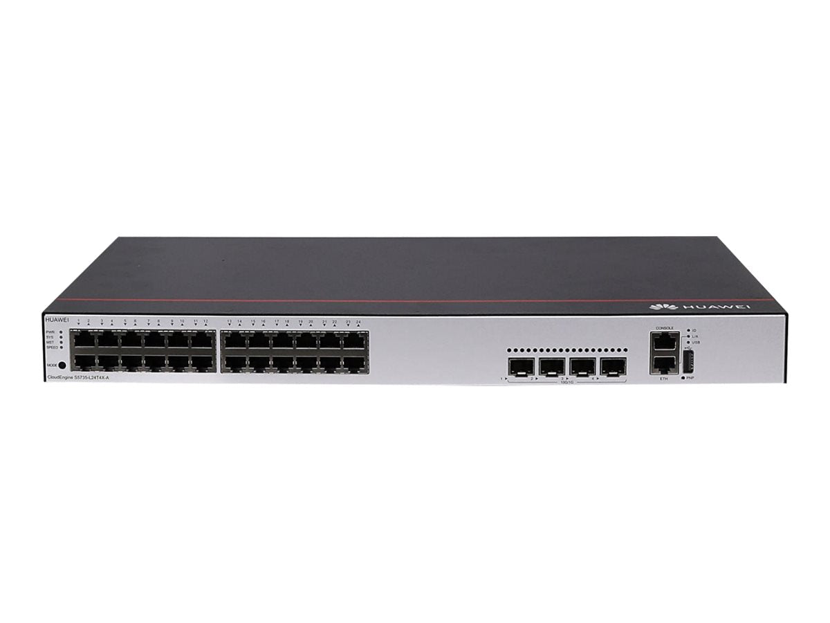 HUAWEI S5735-L24T4X-A 24x10/100/1000BASE-T ports 4x10GE SFP+ ports AC power + S57XX-L Series Basic SW Per Device (P)