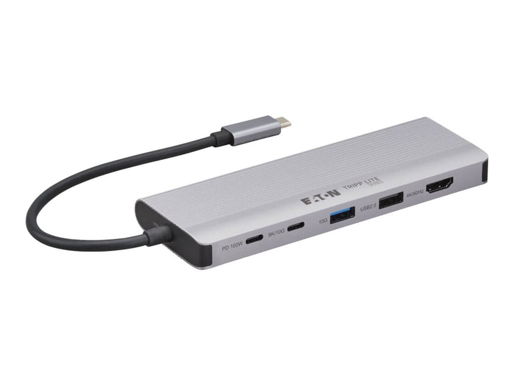 EATON Station daccueil de voyage Tripp Lite USB4 Multi-Display Vidéo 8K ou 4K/144Hz ports hub USB 3.2 Gen 2 10 Gbps recharge PD