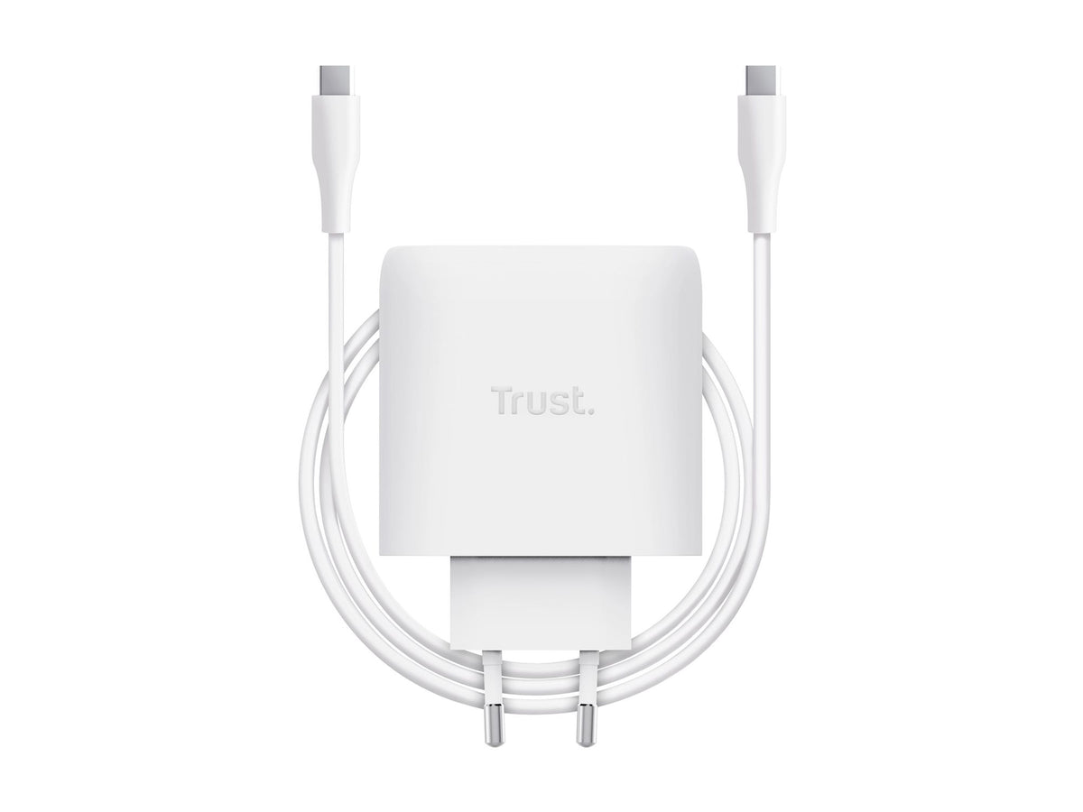 TRUST Chargeur MAXO USB 65 watts GAN 4 ports 3 USB-C + 1 USB-A + câble blanc