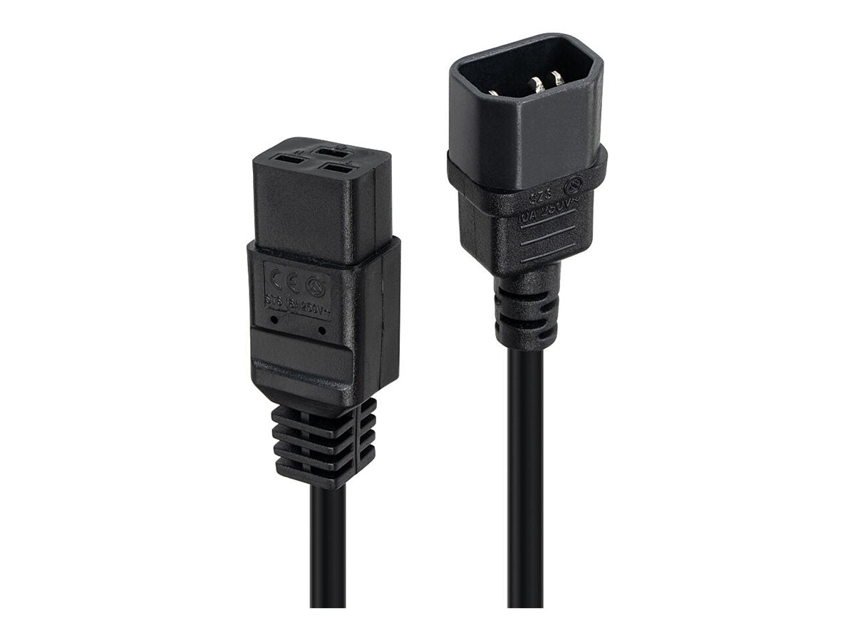 LINDY 1m C14 to C19mains Extension Cable Black