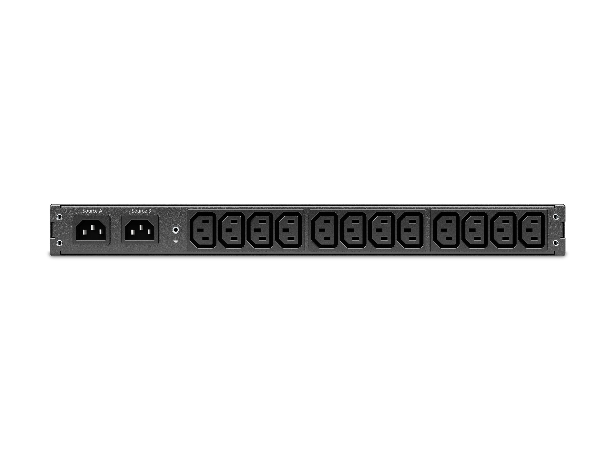 APC NetShelter Automatic transfer switch Rack AC 207-253V 2000VA 1-phase Ethernet 10/100/1000 USB output connectors 12 1U Black