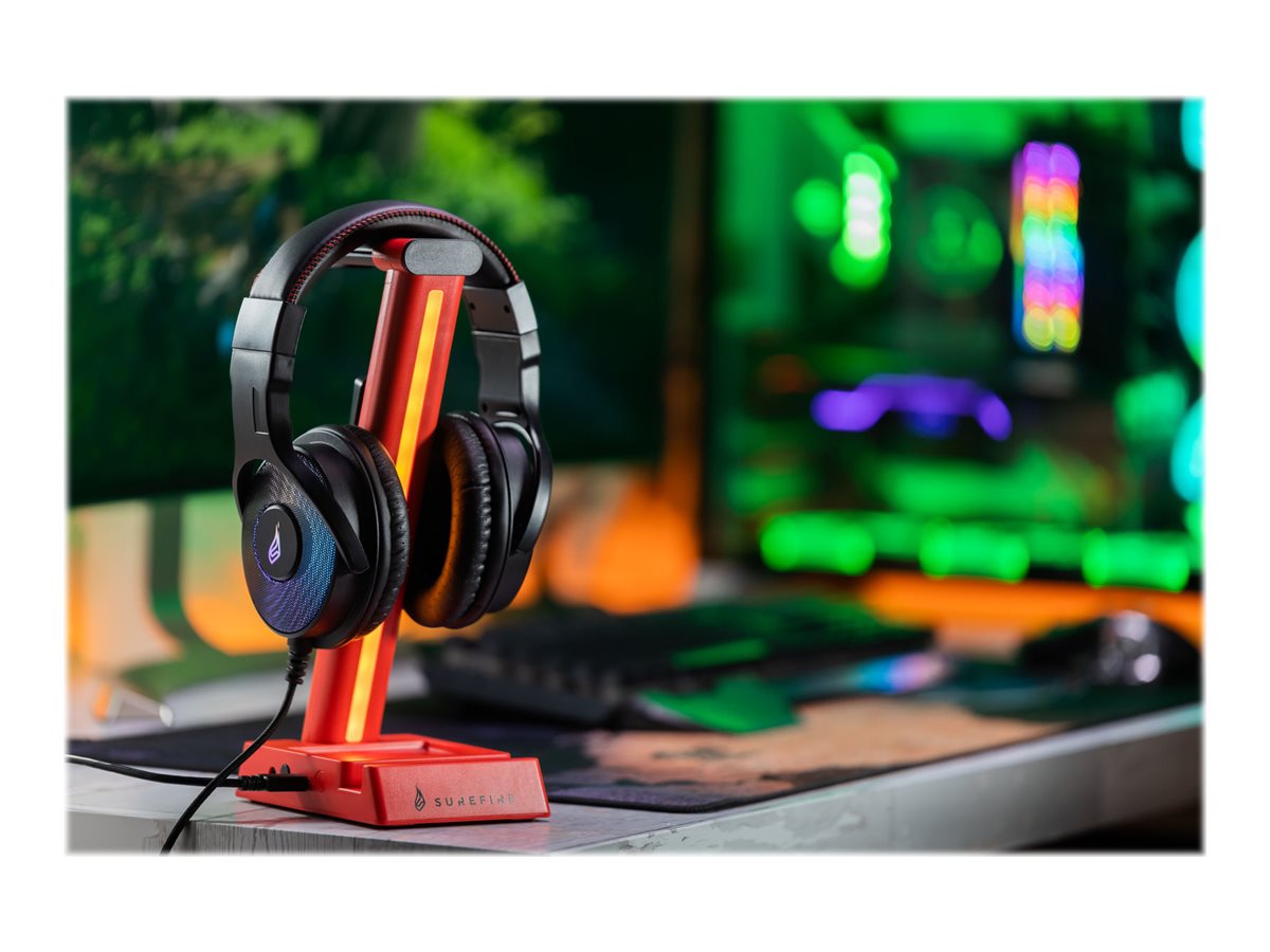 VERBATIM SUREFIRE VINSON N2 DUAL BALANCE GAMING RGB MULTI-FUNCTION HEADSET STAND RED WCF (P)
