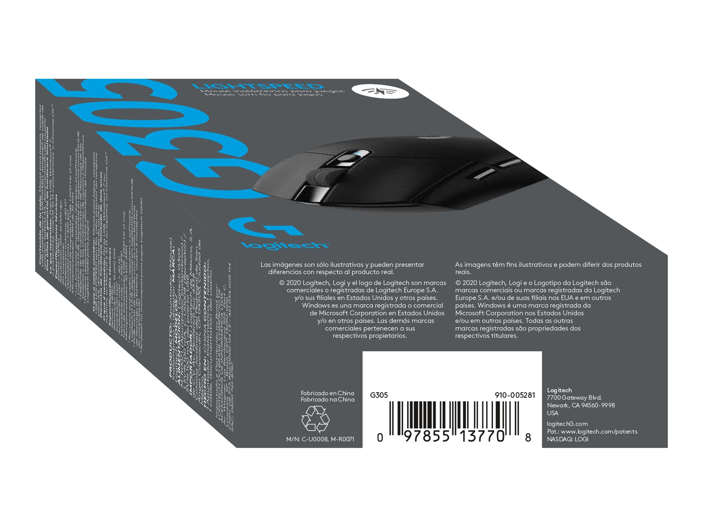 LOGITECH G G305 Mouse optical 6 buttons wireless 2.4 GHz USB wireless receiver black