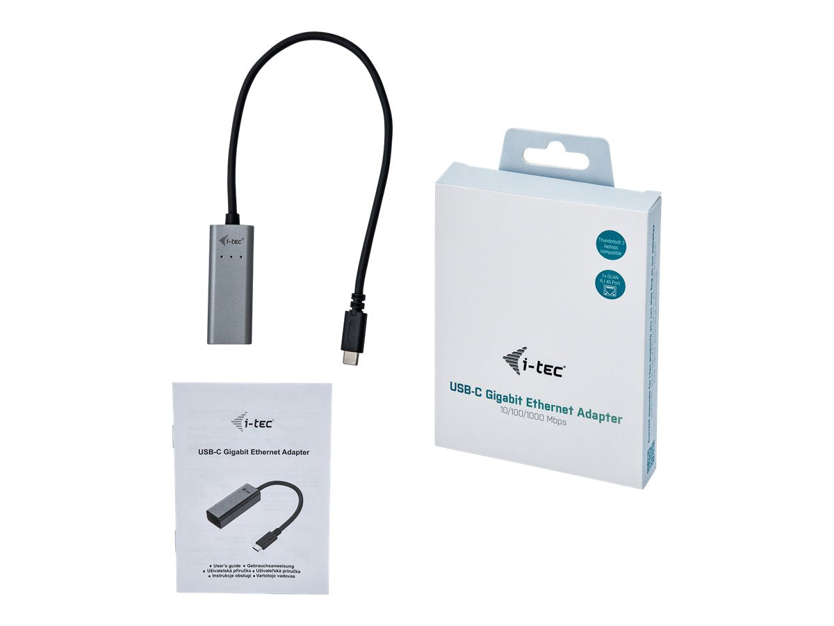 I-TEC USB-C Metal Gigabit Ethernet Adapter 1xUSB-C to RJ-45 LED compatible with Thunderbolt 3