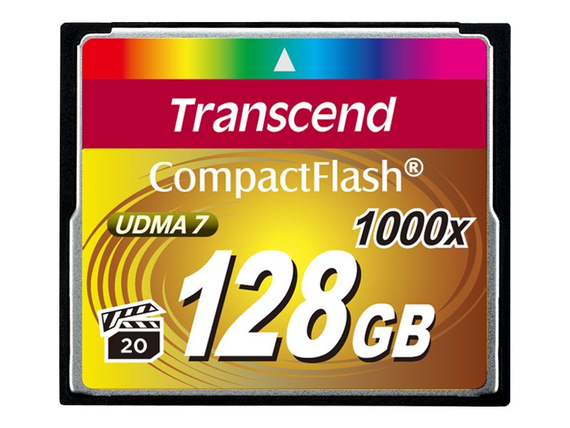 TRANSCEND 128Go CompactFlash Card 1000x up to writespeed 160Mo/s and writespeed up to 120Mo/s Ultra DMA UDMA transfer mode 7