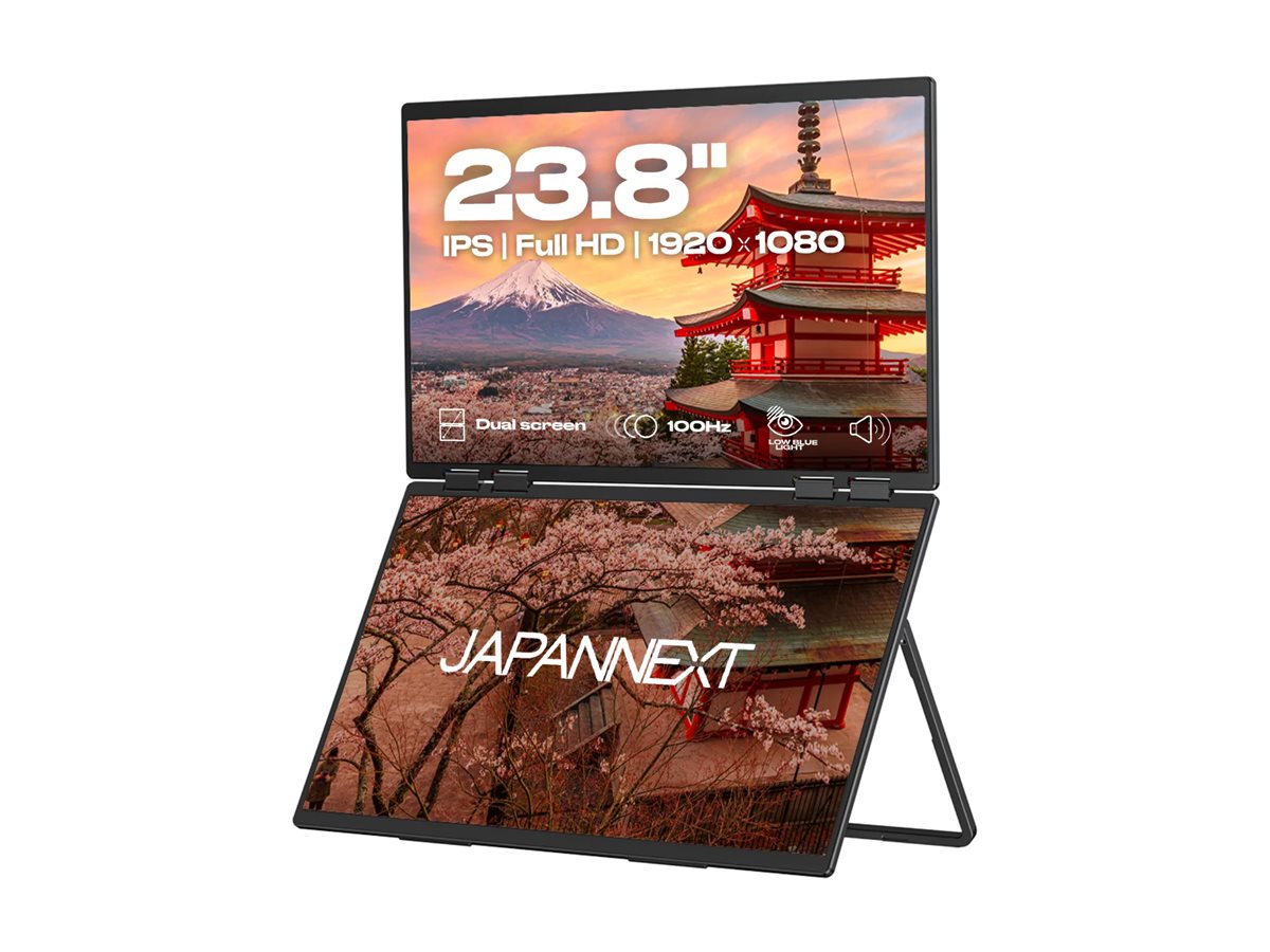 JAPANNEXT JN-DMD-IPS238F 23.8p Dual Portable Monitor FHD 100Hz IPS 250cd/m2 1000:1 HDMI USB-C charge