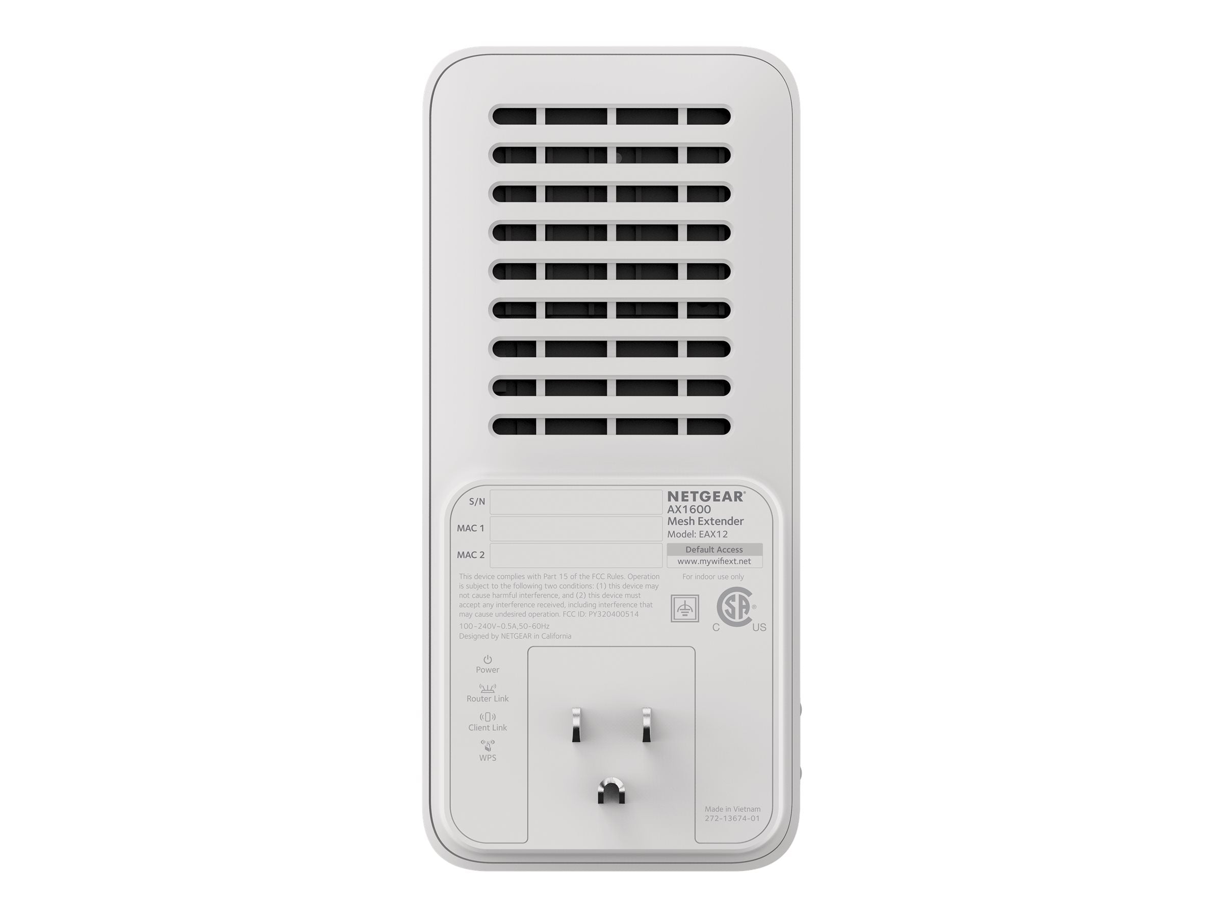 NETGEAR AX1600 4-Stream WiFi 6 Mesh Extender socket format