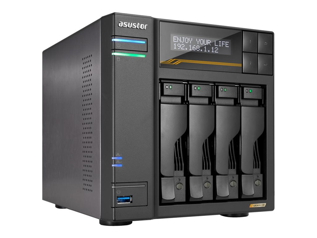 ASUSTOR LOCKERSTOR 4 GEN 3 - AS6804T - NAS 4 baies - AMD Ryzen Embedded V3C14 - 16Go ECC DDR5 - 10 GbE x2 - 5 GbE x2 - USB x2