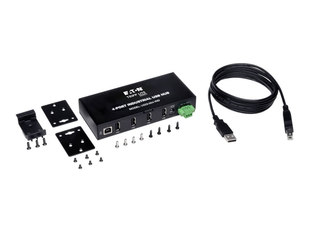 EATON TRIPPLITE 4-Port Rugged Industrial USB 2.0 Hi-Speed Hub w 15KV ESD Immunity Metal Mountable Hub 4 x USB 2.0