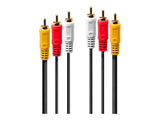 LINDY Audio Video Cable 3x phono 1m 3xRCA 1V/2xA m/m goldplated