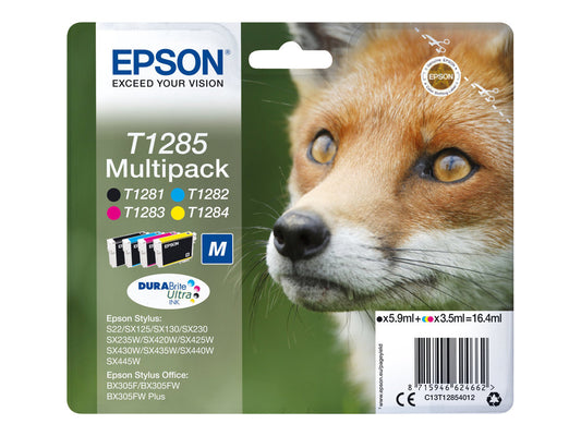 EPSON 2LB T1285 ink cartridge black and tri-colour standard capacity 5.9ml and 3 x 3.5ml 4-pack RF-AM blister w/s
