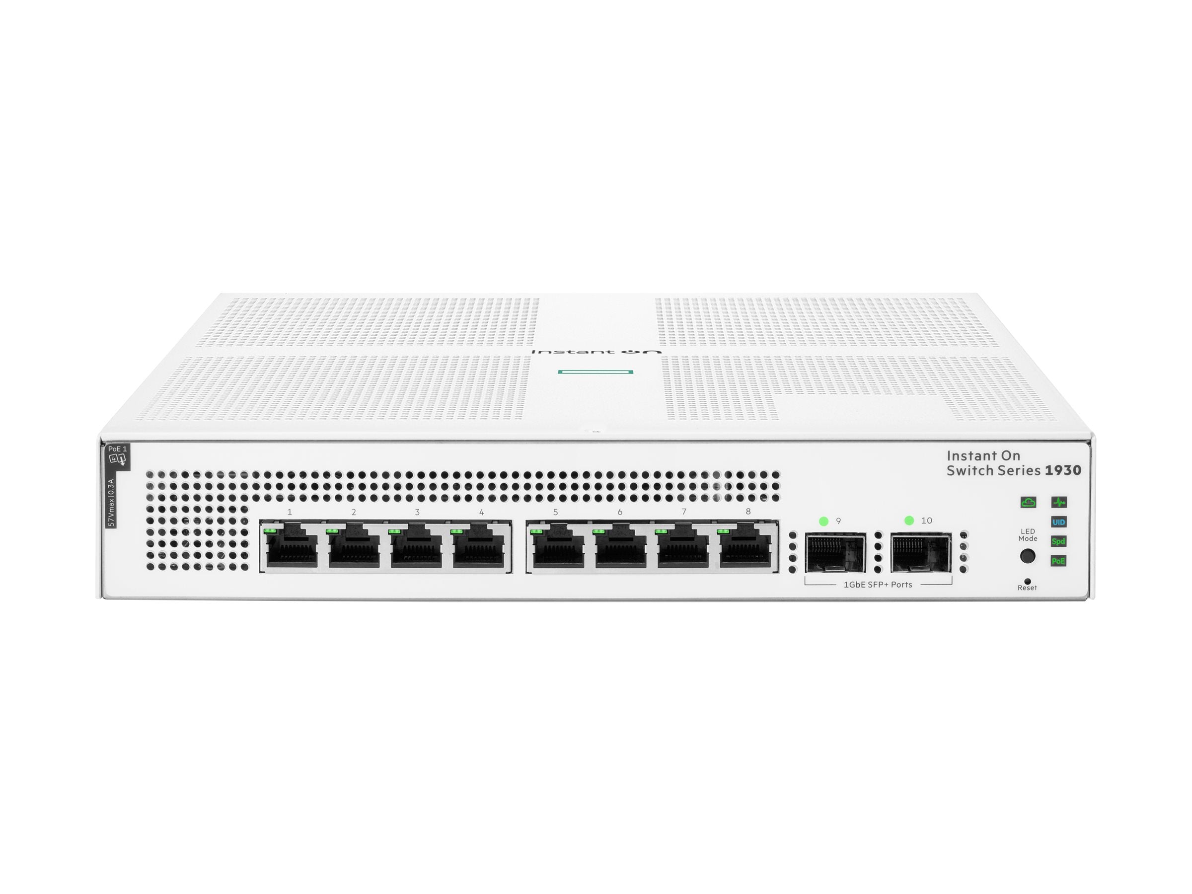 HPE Networking Instant On 1930 8G Class4 PoE 2SFP 124W Switch Commutateur C3 Géré 8 x 10/100/1000 PoE + 2 x Gigabit SFP