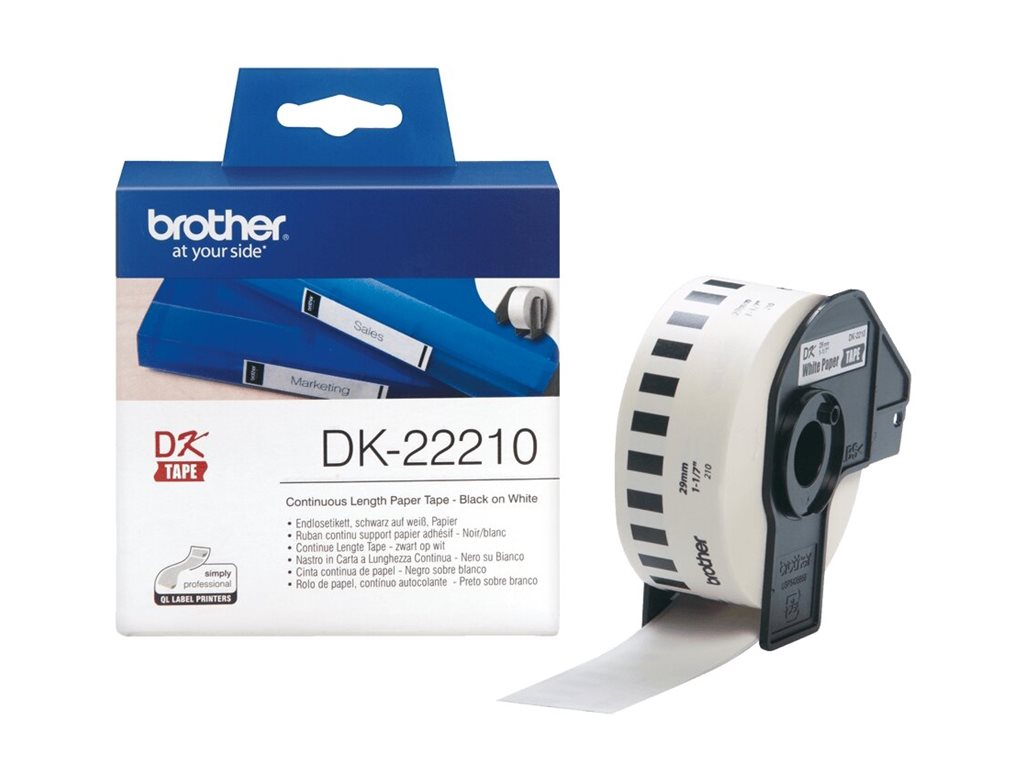 BROTHER Ruban continu Papier, Noir/Blanc, Largeur 29 mm