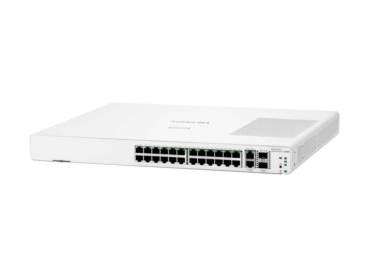 HPE Networking Instant On 1960 24G 2XGT 2SFP+ Switch Commutateur Géré 24 x 10/100/1000 + 2 x10 Gigabit SFP+ + 2 x 100/1000/10GBase T
