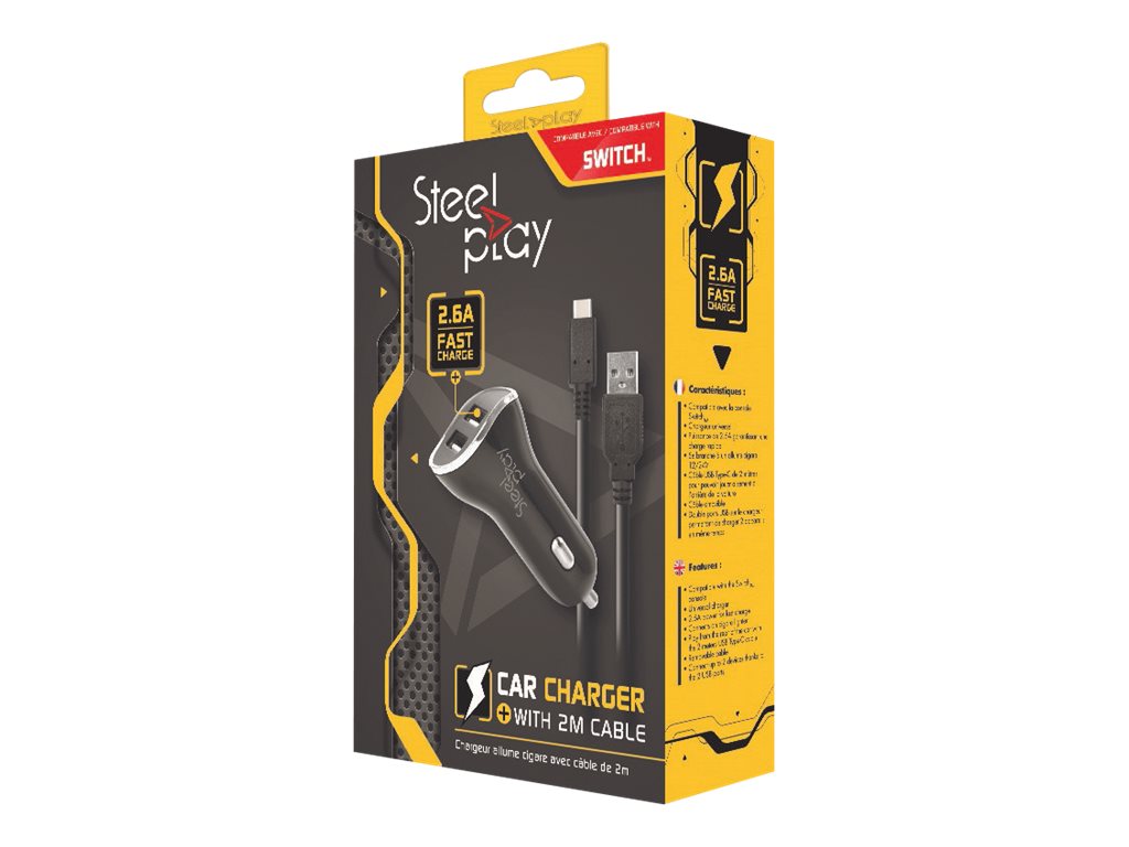 LEXIP X STEELPLAY Chargeur Voiture Aallume-Cigare 2 Ports USB SWITCH + Cable de Recharge 2m