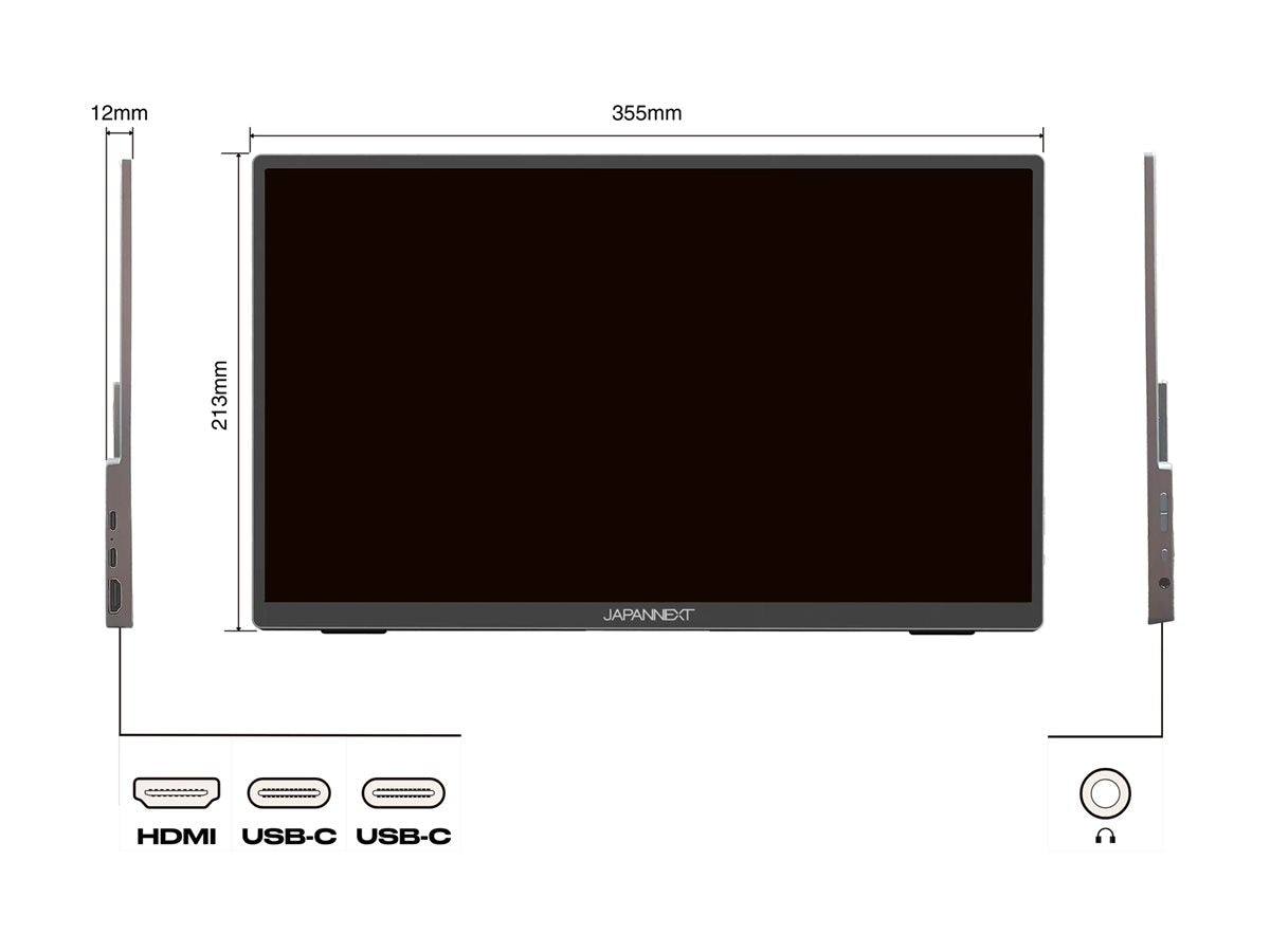 JAPANNEXT - Écran LCD Tactile Portable - 15.6p - 1920x1080 FHD - 60 Hz - ADS-IPS - 16 ms - Inclinable - Garantie 3 ans