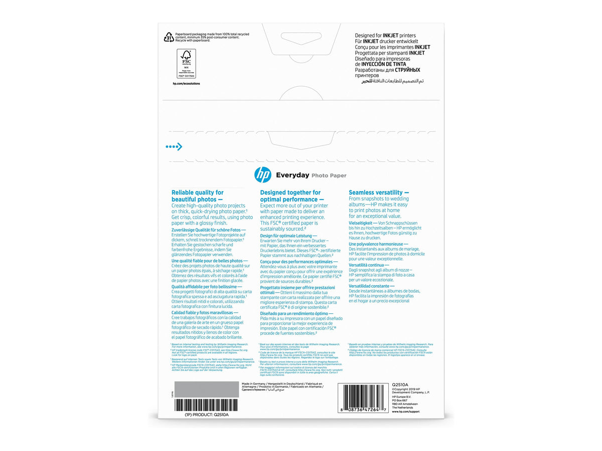 HP original Q2510A Semi-glossy photo paper Ink cartridge 200g/m2 A4 100 sheets 1-pack