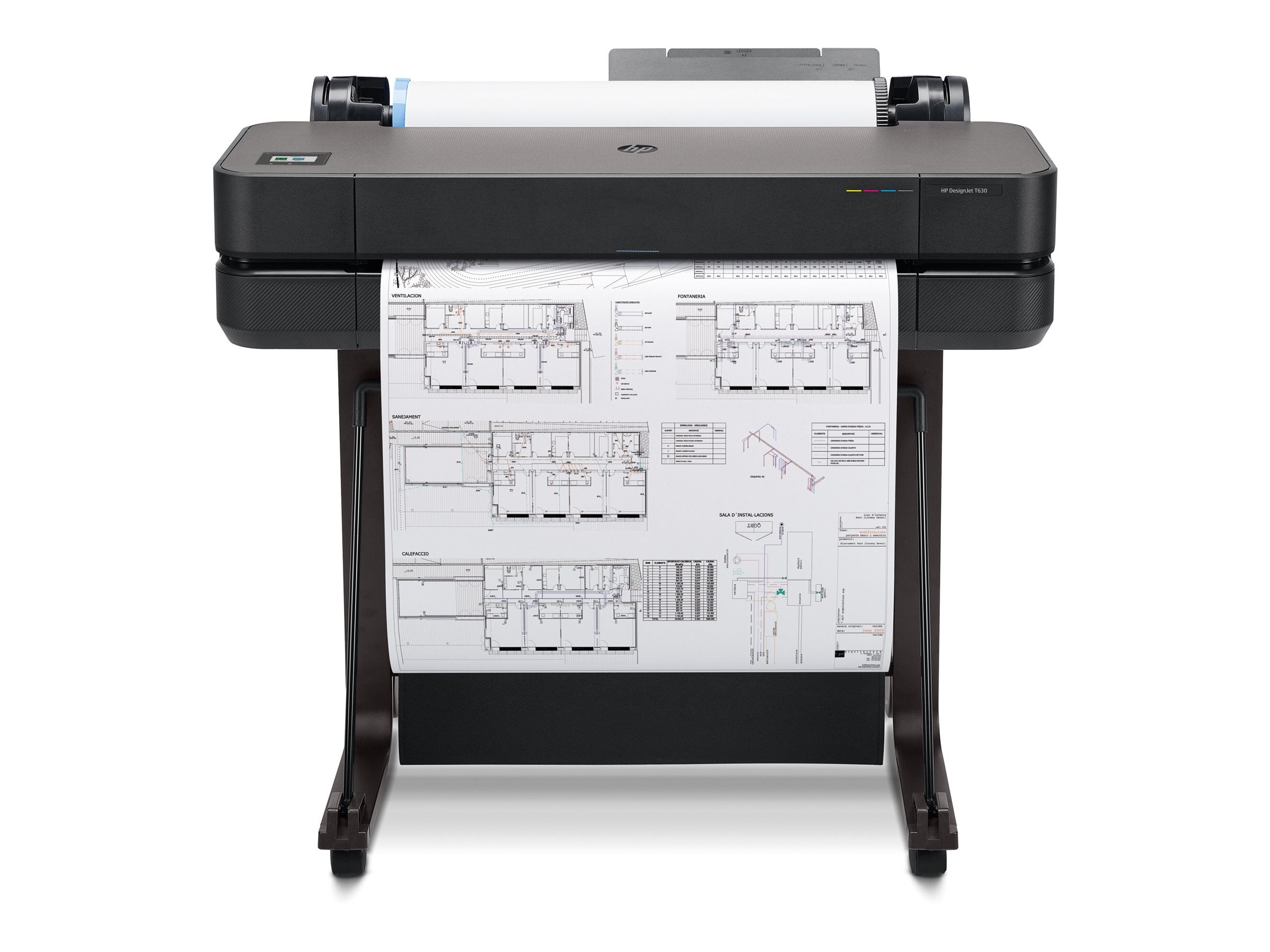 HP DesignJet T630 24p LFP 2025 Colour Ink-Jet A1 ANSI D Roll 61cm 2400x1200dpi 0.5 min/page USB LAN Wi-Fi