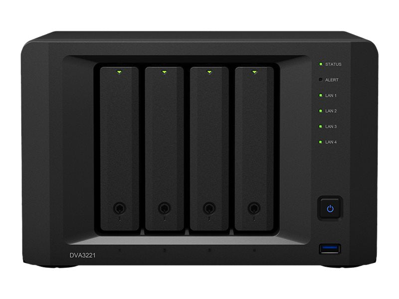 SYNOLOGY DVA3221 Deep Learning NVR Atom C3538 Quad-core 2.1GHz 8Go DDR4 3xUSB3.2 Gen1 port 2xeSATA port 1xCOM