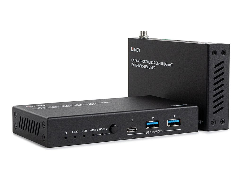 LINDY 100m Cat.6A 2 Port USB 3.2 Gen 1 HDBaseT Extender